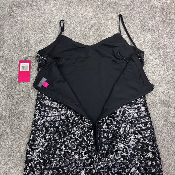 NWT! Vince Camuto Sapphire Sheen F1 Rich Black Dress XS - Picture 6 of 10